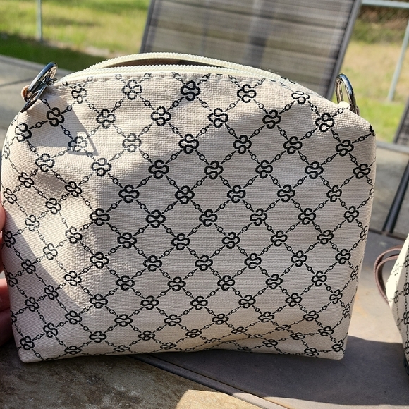 Elegant  Patterned White and Black Women's Bag Set - Picture 9 of 15